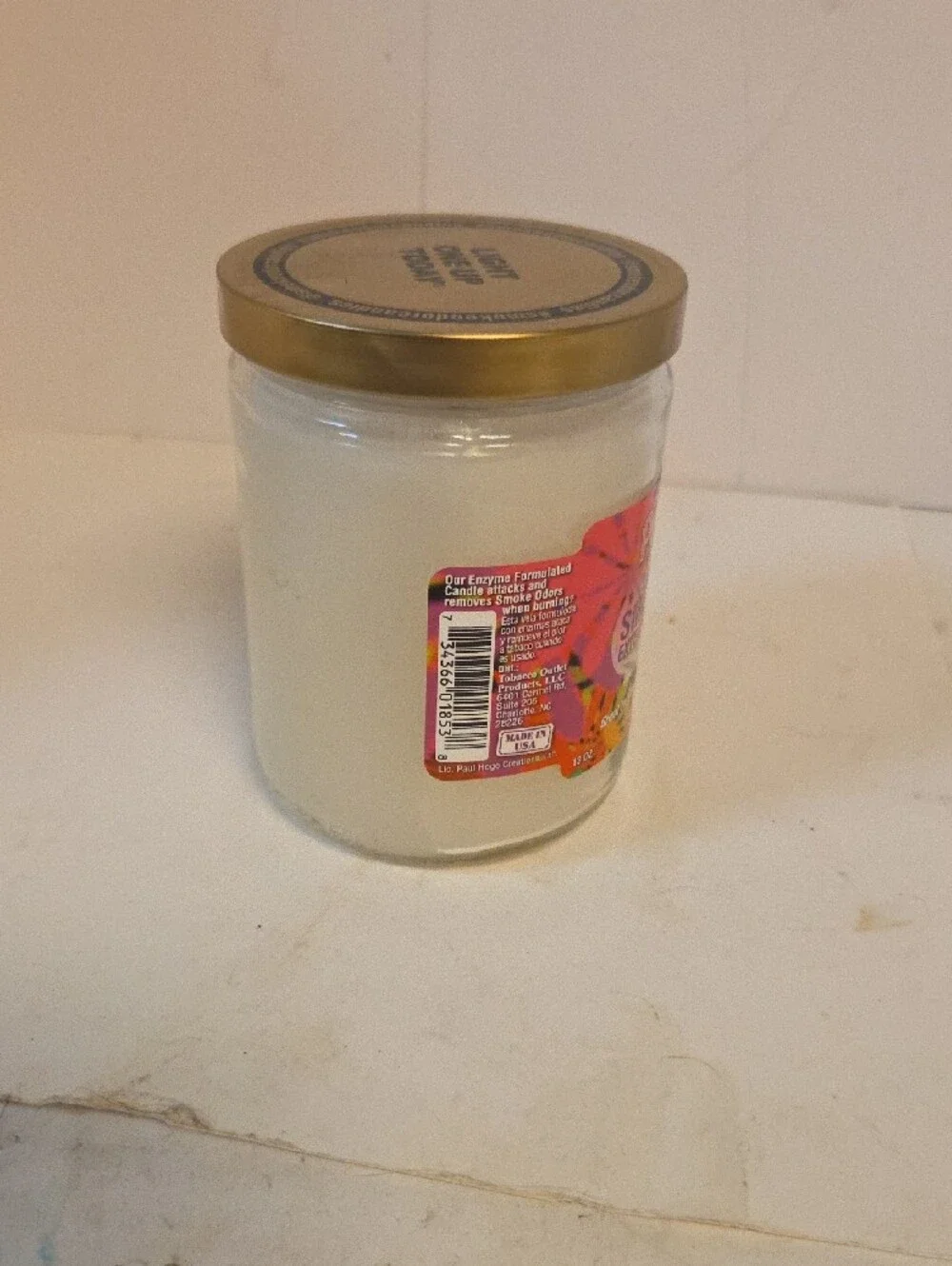 Patchouli Amber Smoke Odor Exterminator Candle - White 13 Oz